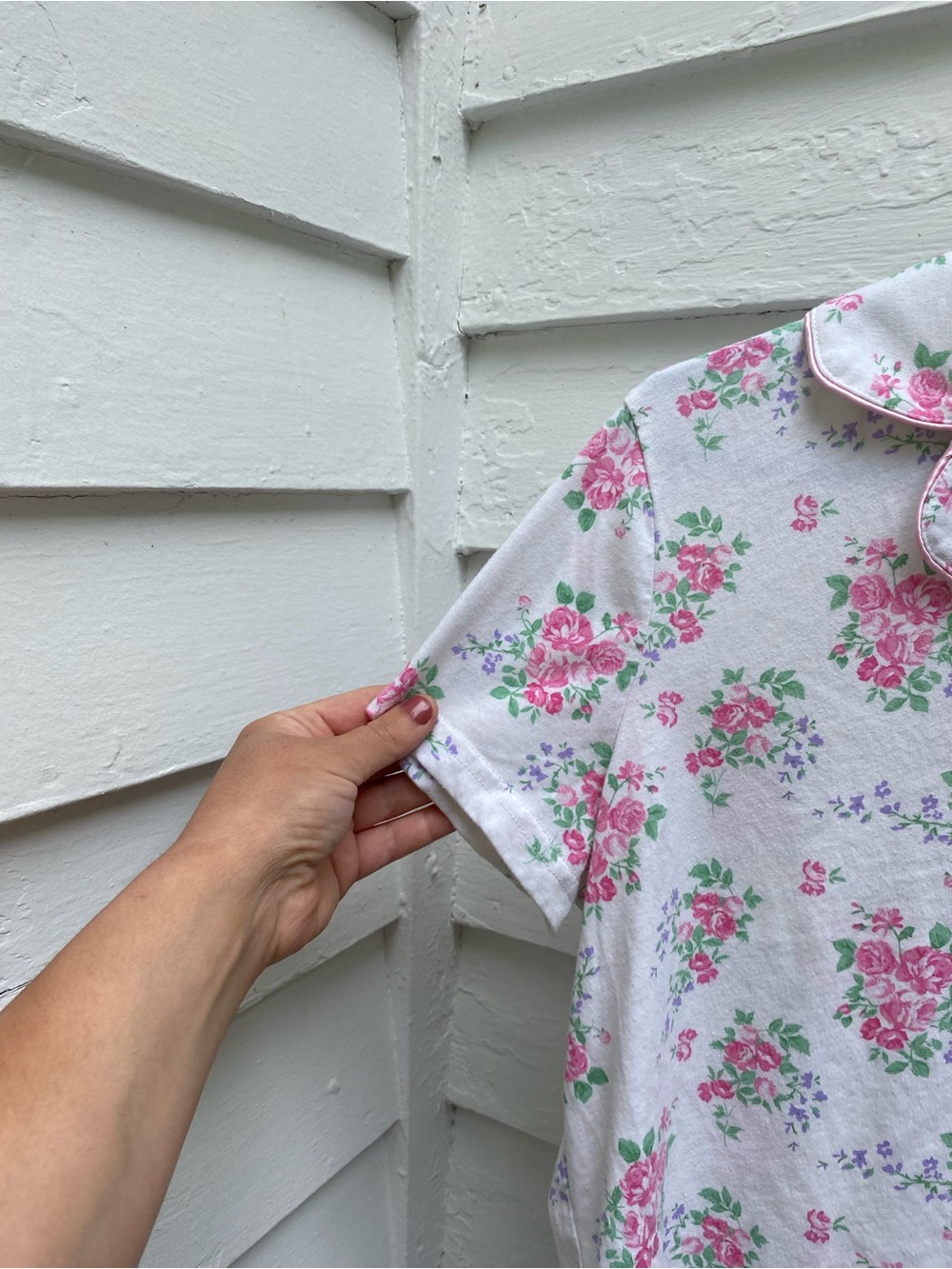 Women's Pink Floral Short-Sleeve Pajama 2 PC Set - Picture 6 of 12